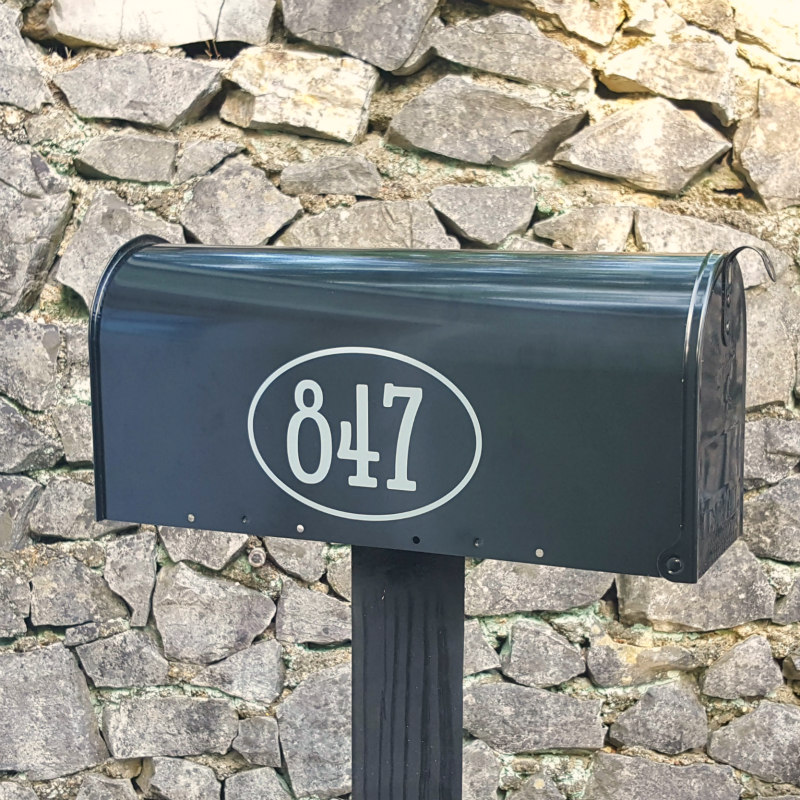 This custom mailbox decal comes with two decals, one for each size. Mailbox Number : Gandalf traditional style mailbox numbers with border